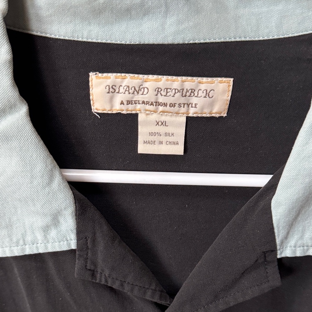 Island Republic Bowling Shirt XXL Black Mint Retro Collar Button Up Vintage look - Picture 2 of 3